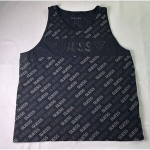 Guess Los Angeles All Over Print Logo Tank Top Men's Size Large Black Sleeveless